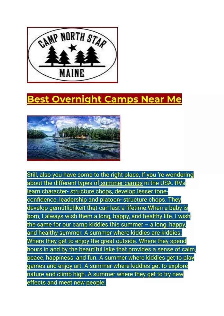 best overnight camps near me