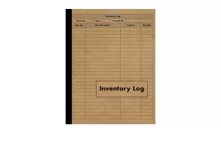 Download Inventory Log Large Inventory Log Book 120 Pages for Business and Home