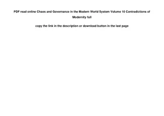 PDF read online Chaos and Governance in the Modern World System Volume 10 Contra