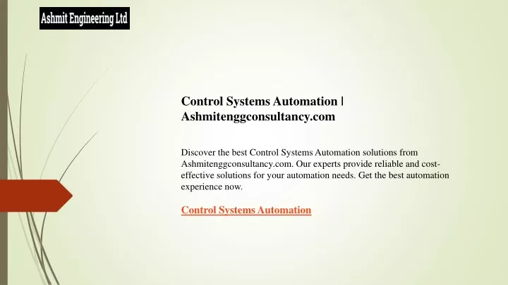 control systems automation ashmitenggconsultancy