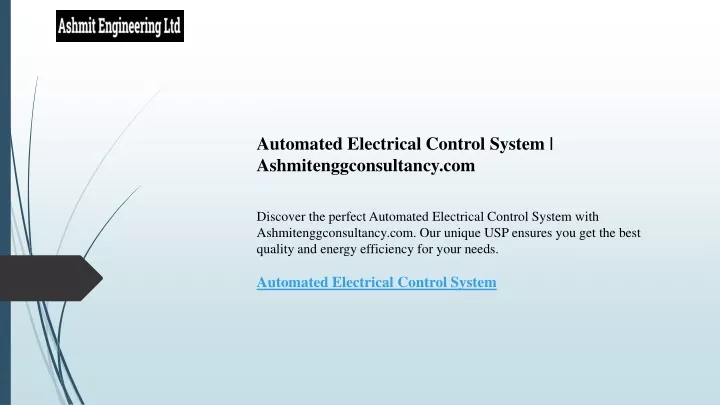 automated electrical control system