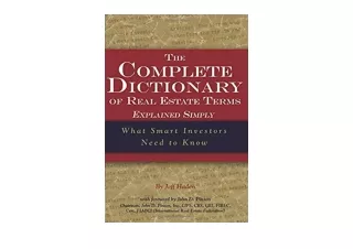 Download PDF The Complete Dictionary of Real Estate Terms Explained Simply What