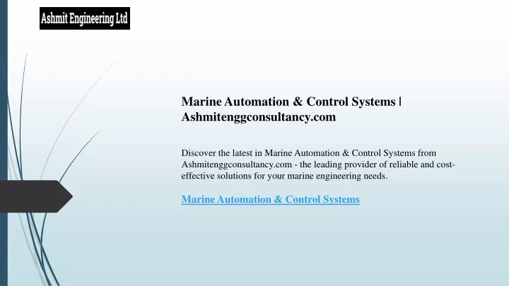 marine automation control systems
