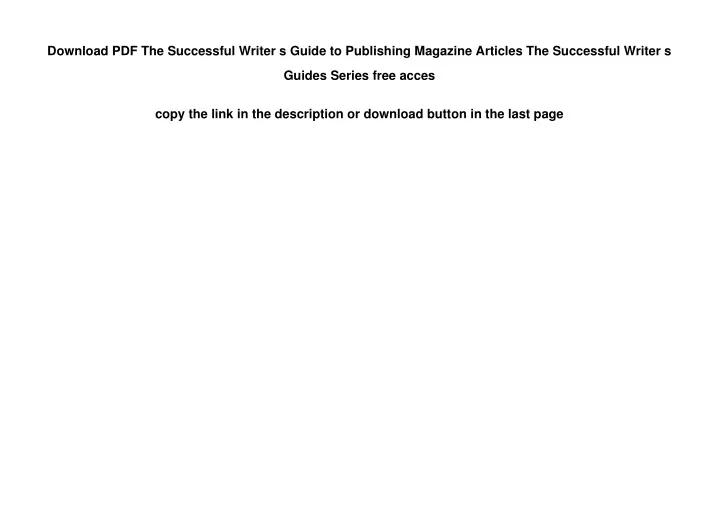 download pdf the successful writer s guide