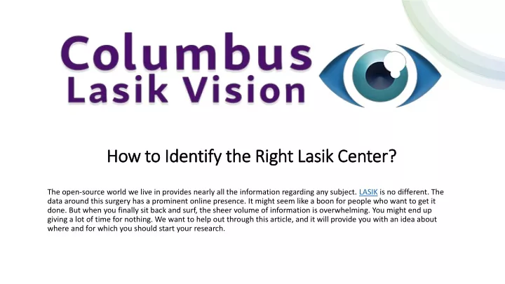 how to identify the right lasik center