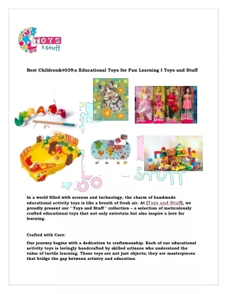 Best Children's Educational Toys for Fun Learning I Toys and Stuff