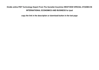 Kindle online PDF Technology Export From The Socialist Countries WESTVIEW SPECIA