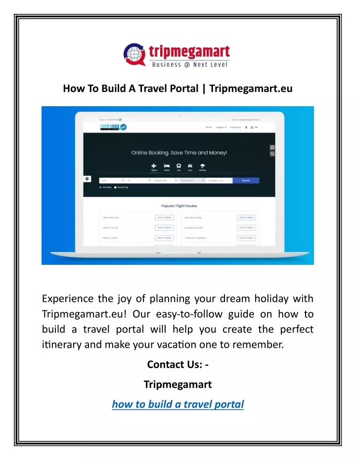 how to build a travel portal tripmegamart eu