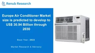 Europe Air Conditioner Market size is predicted to develop to US$ 30.94 Billion