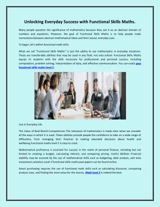 unlocking everyday success with functional skills