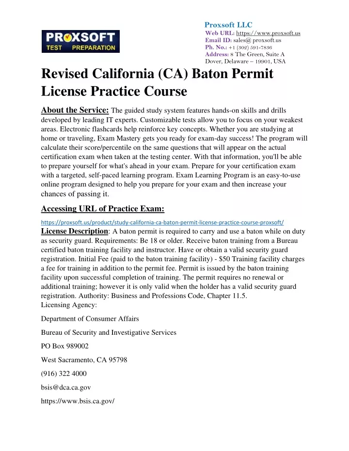 PPT - Revised California (CA) Baton Permit License Practice Course ...