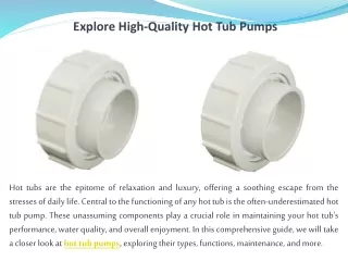 Explore High-Quality Hot Tub Pumps