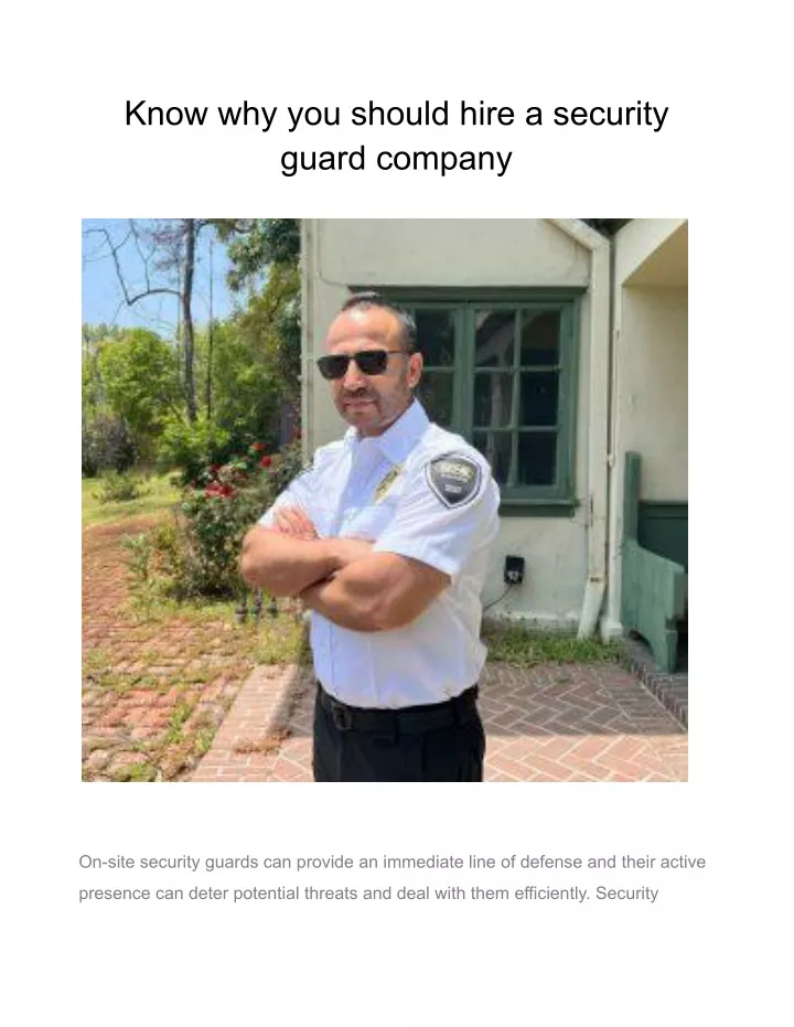 know why you should hire a security guard company