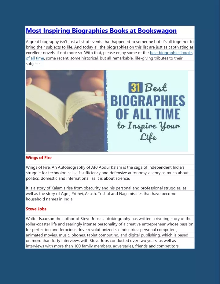 PPT - Most Inspiring Biographies Books at Bookswagon PowerPoint ...