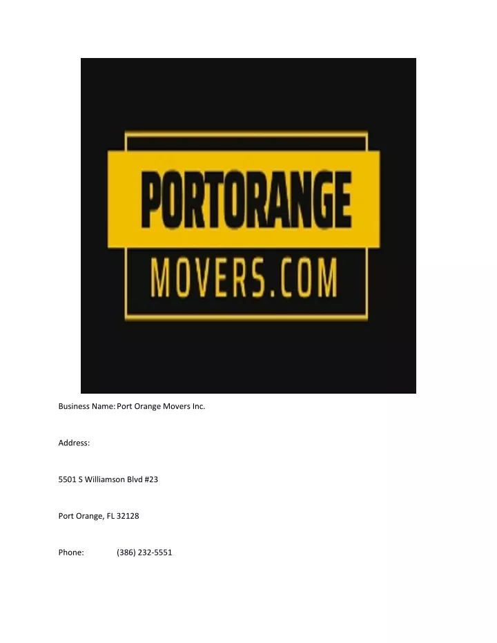 business name port orange movers inc