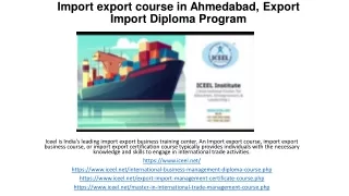 Iceel Import export course in Ahmedabad, Export Import Diploma Program
