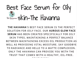 Best Face Serum for Oily skin-The Havanna