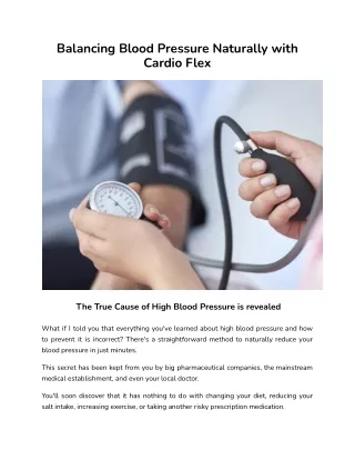 Balancing Blood Pressure Naturally with Cardio Flex