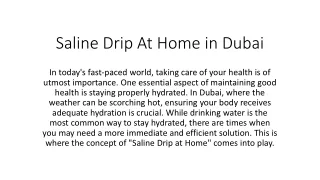 Saline Drip At Home in Dubai