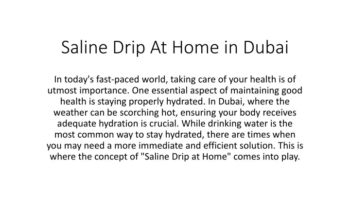 saline drip at home in dubai