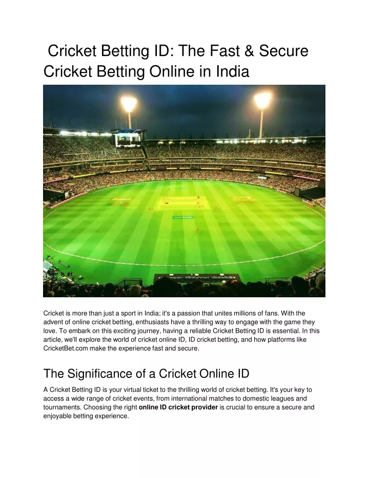 cricket betting id the fast secure cricket betting online in india