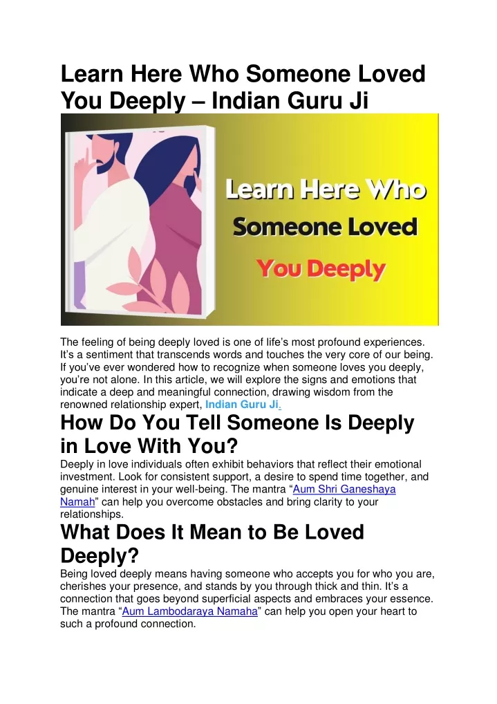 learn here who someone loved you deeply indian