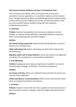 q1 common fastener problems