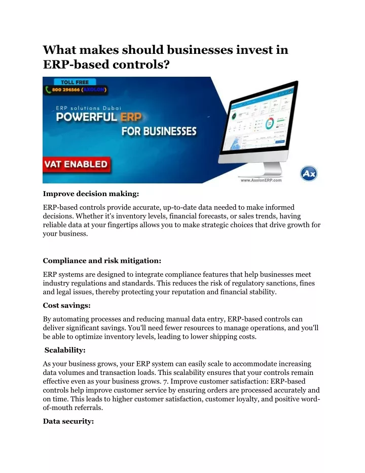 what makes should businesses invest in erp based