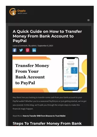 a quick guide on how to transfer money from bank
