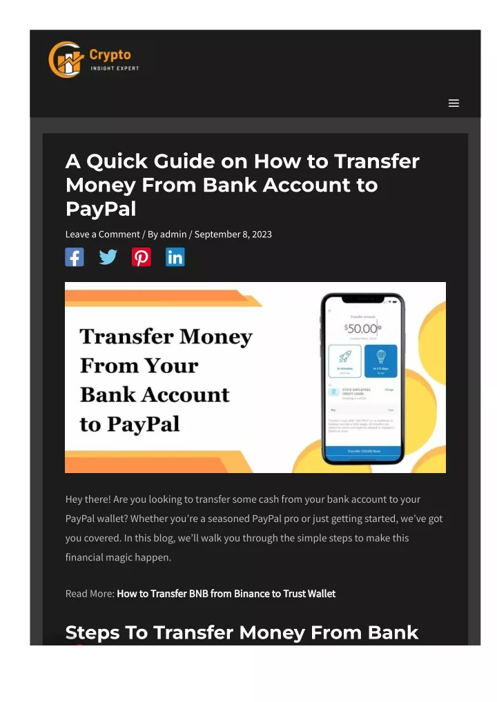 a quick guide on how to transfer money from bank