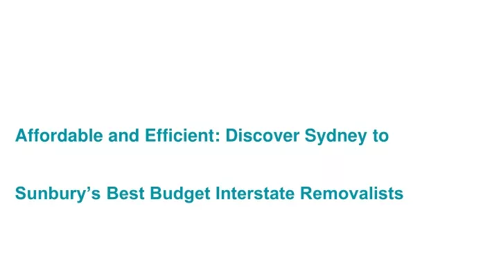 affordable and efficient discover sydney