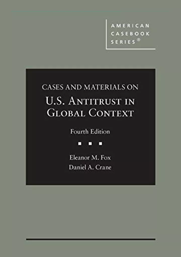 cases and materials on u s antitrust in global