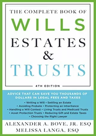 PDF Download The Complete Book of Wills, Estates & Trusts (4th Edition): Advice