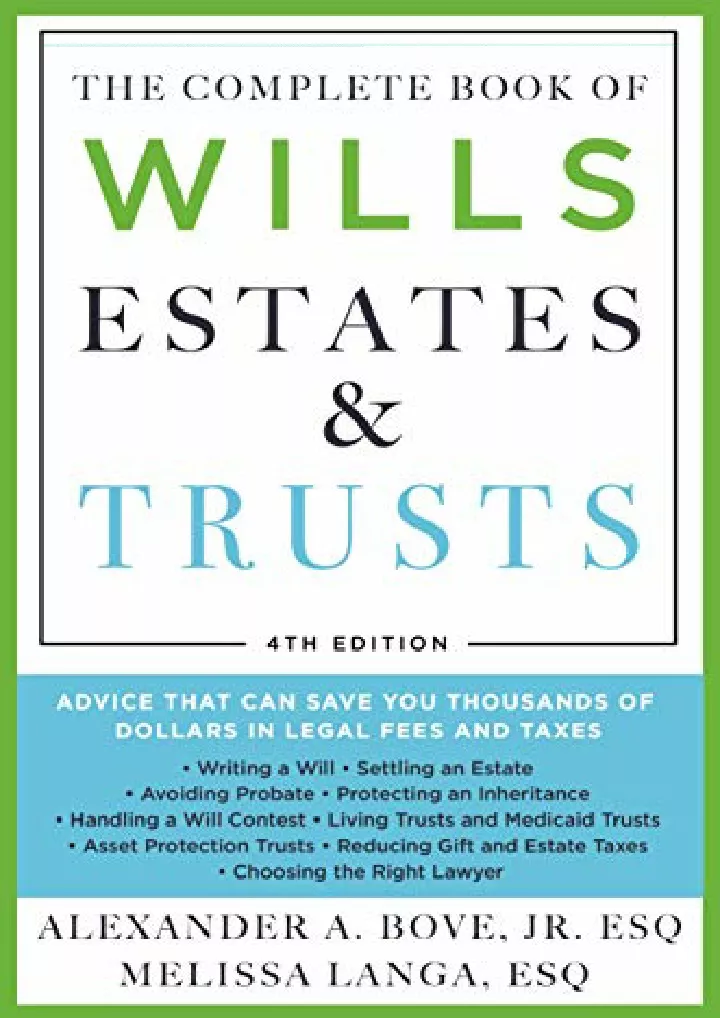 the complete book of wills estates trusts