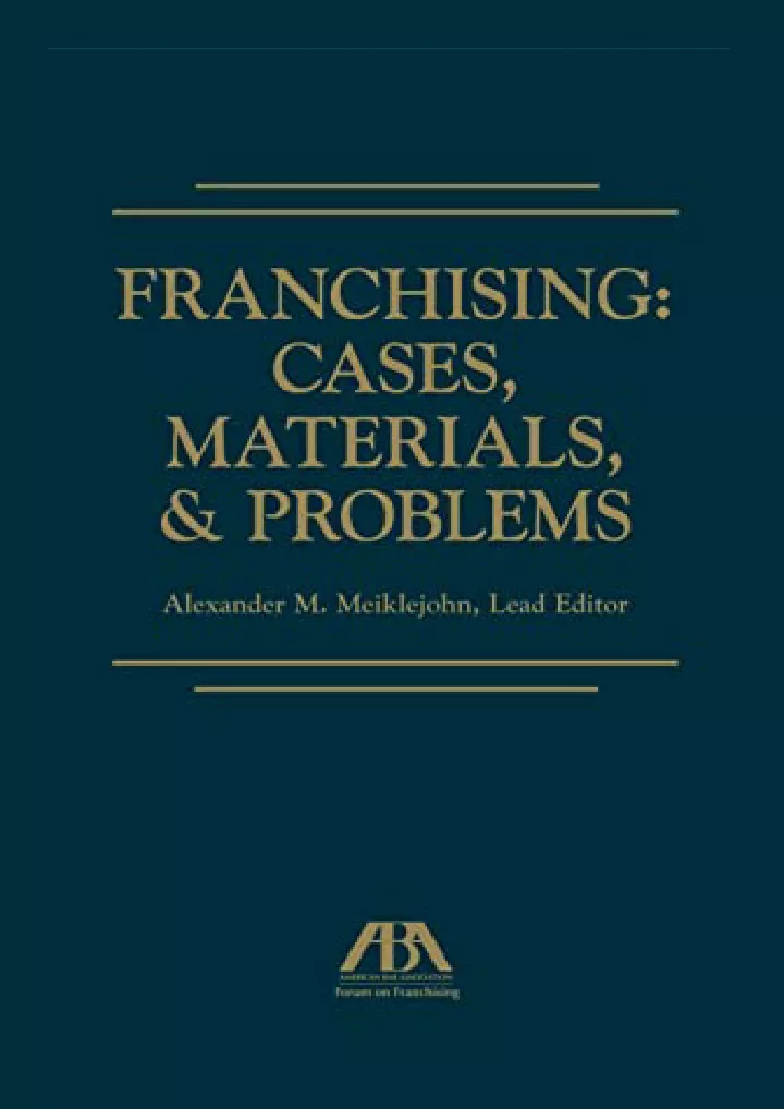 franchising cases materials and problems download