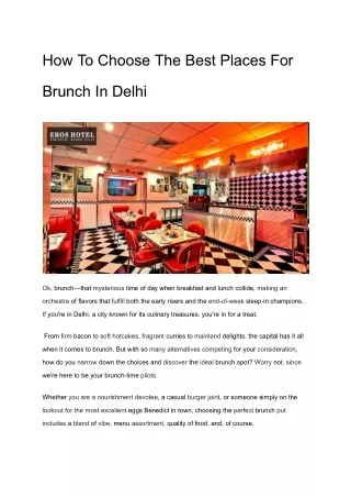 HowHow To Choose T To Choose The Best Places For Brunch In Delhi- SEPTEMBER 2023