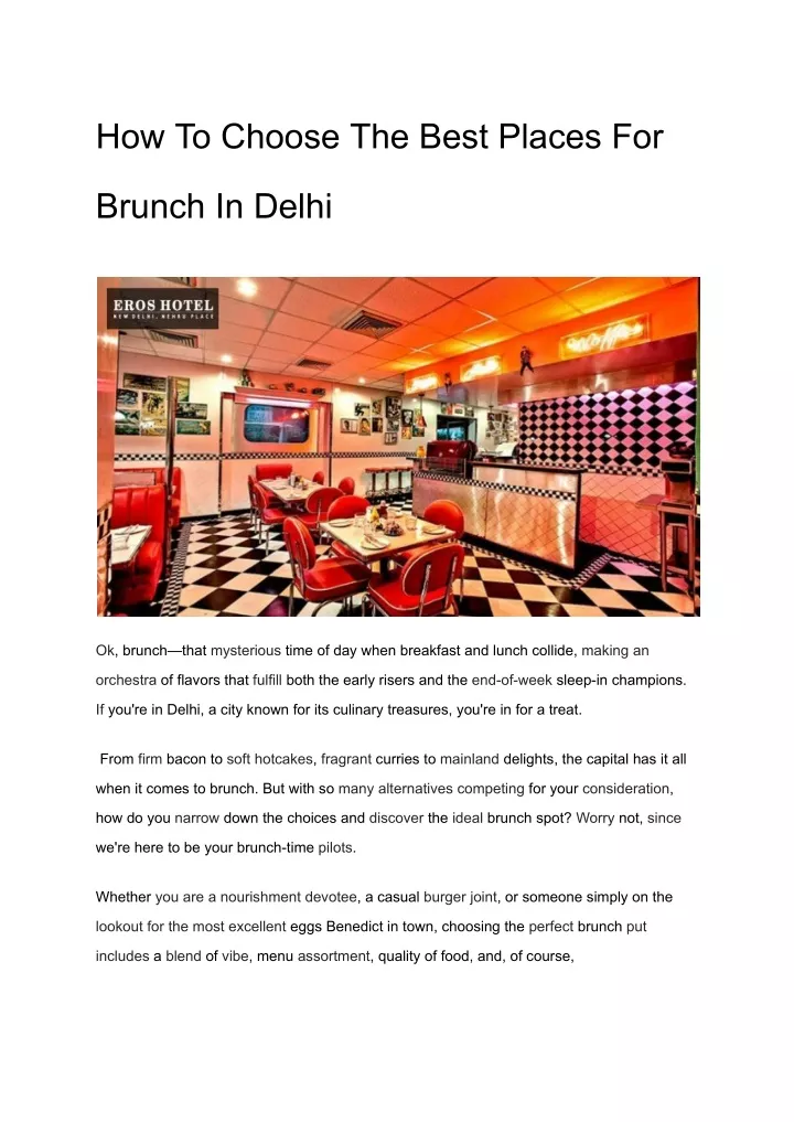 Ppt Howhow To Choose T To Choose The Best Places For Brunch In Delhi