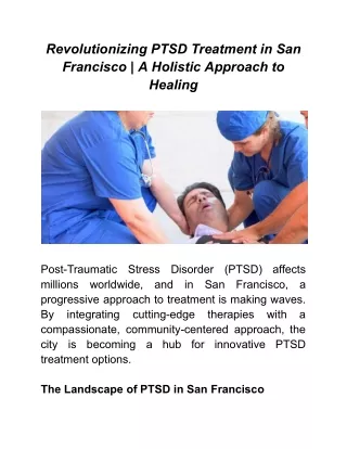 Revolutionizing PTSD Treatment in San Francisco _ A Holistic Approach to Healing