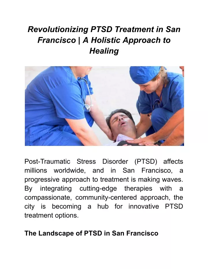 revolutionizing ptsd treatment in san francisco