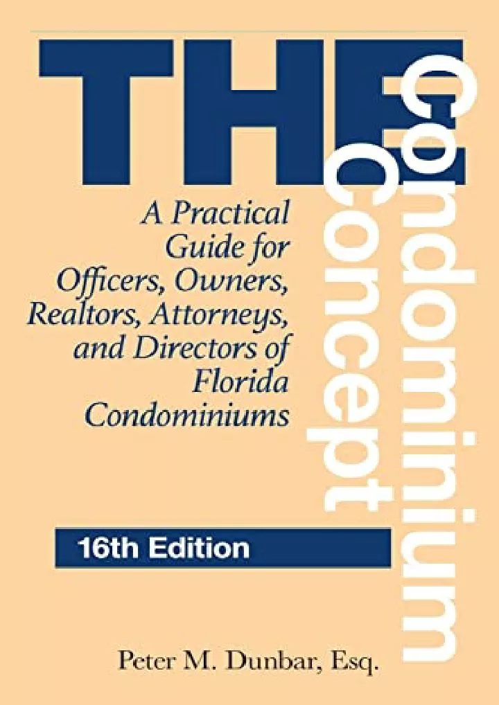 the condominium concept a practical guide