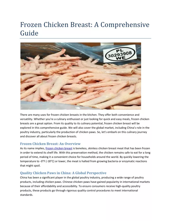 frozen chicken breast a comprehensive guide