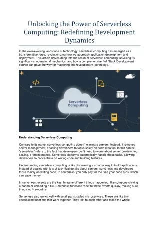 unlocking the power of serverless computing