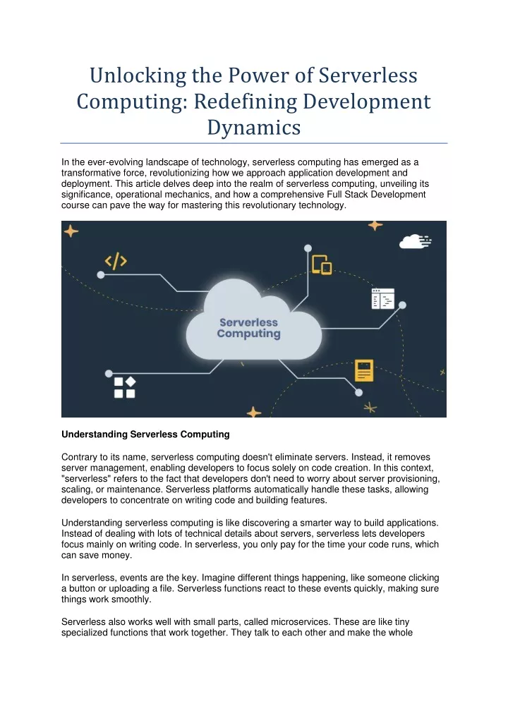 unlocking the power of serverless computing