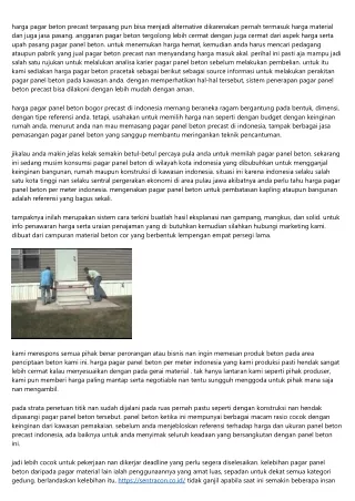 Harga Pagar Panel Beton Precast Indonesia 2023 Tercantum Pakai Upah Pasang