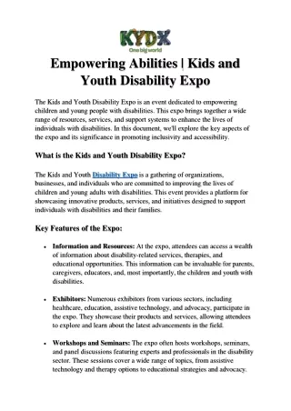 Empowering Abilities | Kids and Youth Disability Expo