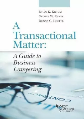 Download [PDF] A Transactional Matter: A Guide to Business Lawyering (Coursebook)