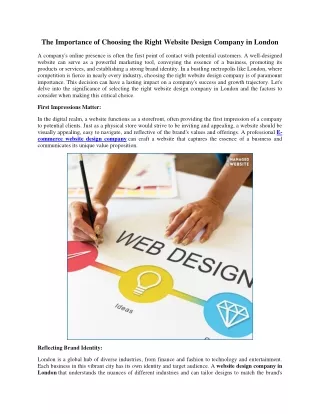The Importance of Choosing the Right Website Design Company in London
