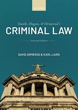 Read ebook [PDF] Smith, Hogan, and Ormerod's Criminal Law