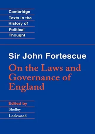 [Ebook] Sir John Fortescue: On the Laws and Governance of England (Cambridge Texts in