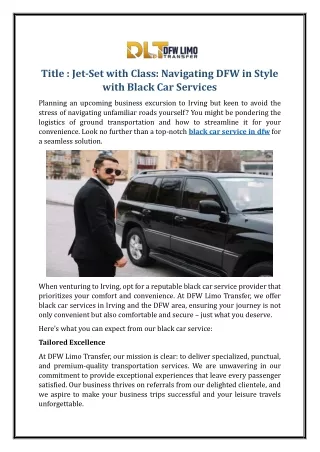 Jet-Set with Class: Navigating DFW in Style with Black Car Services